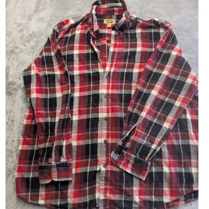 Foundry Supply Co Flannel Shirt Men's 2XLT Red Plaid Button Front Tall Cotton